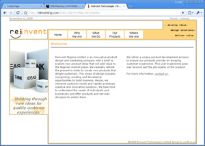 Example of web design, technology company